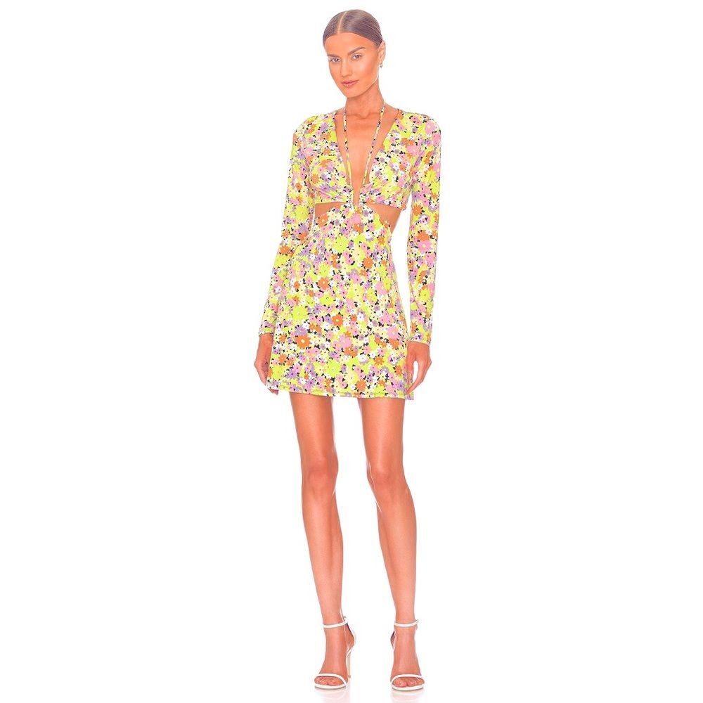 AFRM Swinton Mini Dress in Spring Lime Ditsy NWT! size Small